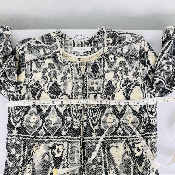 IRO Black white blazer jacket Dickey skuba snake geometrical cotton wool tweed - Picture 12 of 15